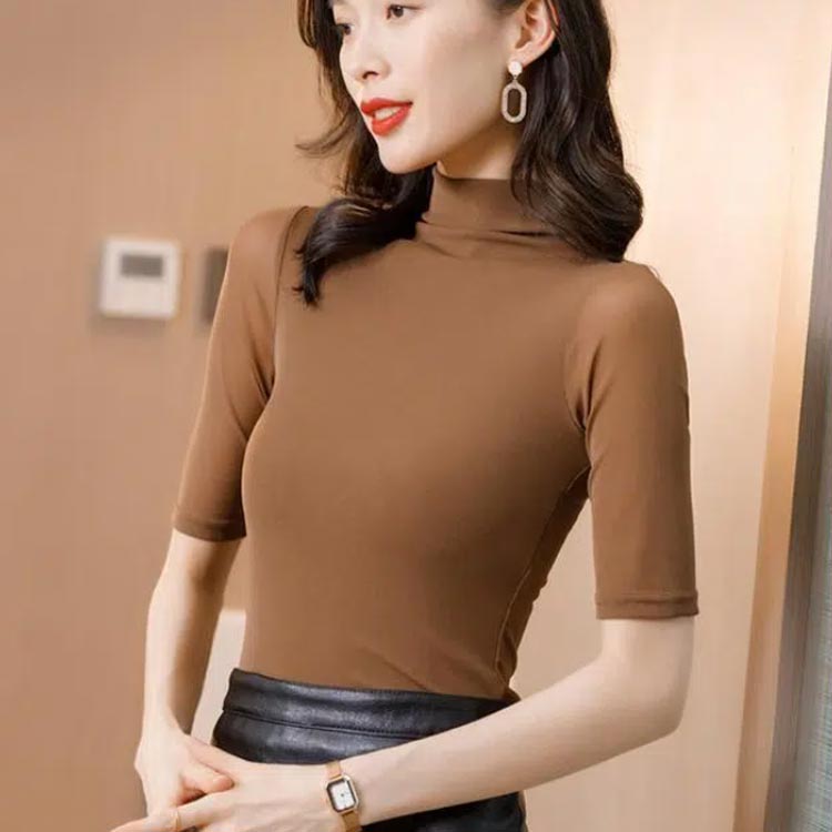 ハイネック 半袖 タートルネック Tシャツ レディース 半袖t