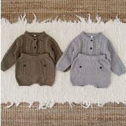 2025冬新作 韓国風  子供服  長袖   ベビー服   ニット カーディガン+  ズボン    男女兼用 2色