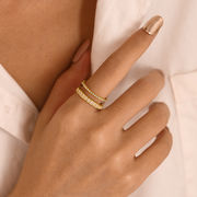 新作 欧米 人気のアクセサリー 二重層ジルコン オープンリング ステンレス鋼素材 女性 指輪