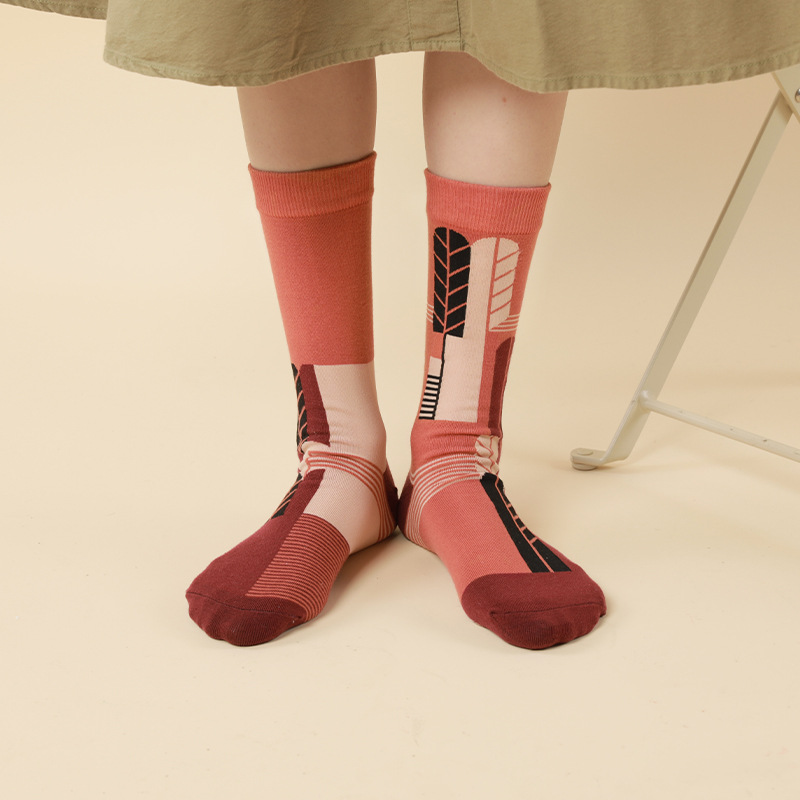 ソックス　靴下　ins風　レディース　韓国ファッション　コットン　秋冬　デザイン　ドット柄　千鳥柄