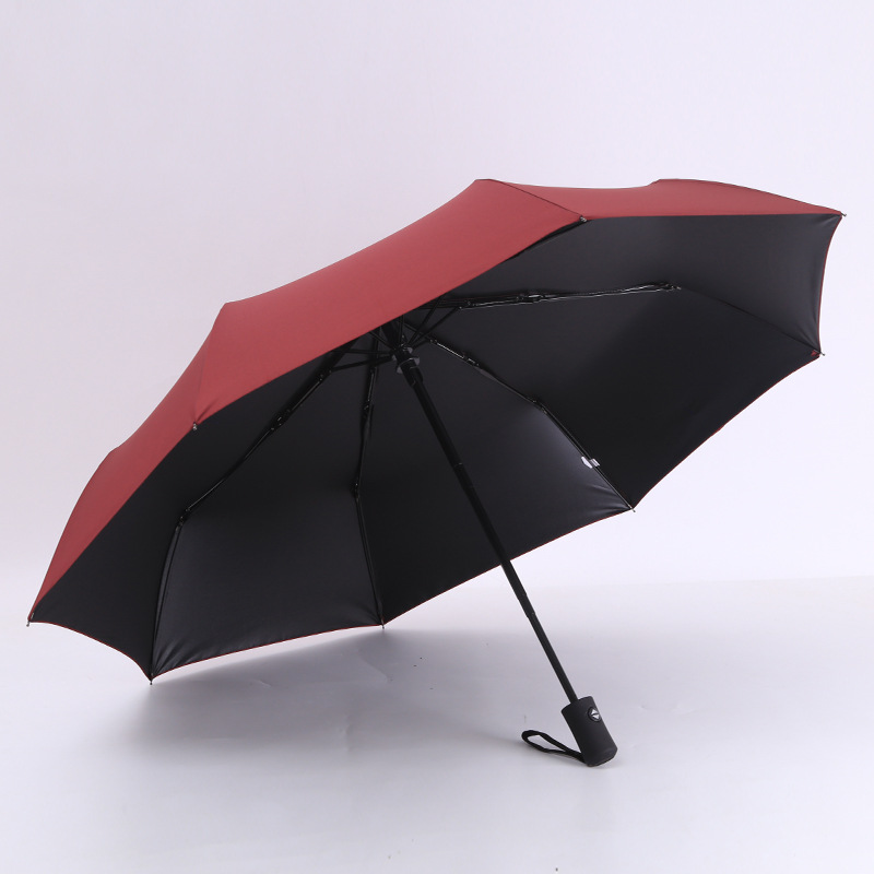 全自動晴れ傘三つ折り黒接着剤日焼け防止傘男性と女性のためのビジネス強化防風傘クリエイティブクラシック