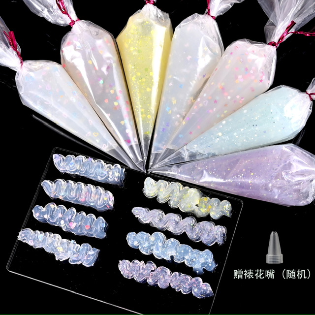 デコパーツホイップクリーム　水晶　50g シミュレーションクリーム接着剤 DIY素材 絞り口付き