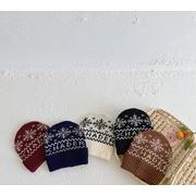 秋冬 子供帽  子供用 韓国風  クリスマス ニット帽  キッズ帽子 　大人用   ハット   キャップ  5色