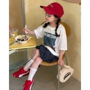 2025 夏新作  韓国風子供服  ベビー服  トップス   半袖   Tシャツ  女の子   2色