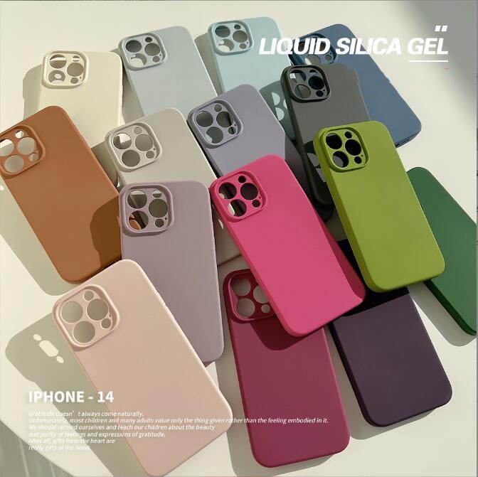 超人気シリカゲル14 promax対応iPhone 15ケースアップル13純色12/11プレミアム14 plus 21色