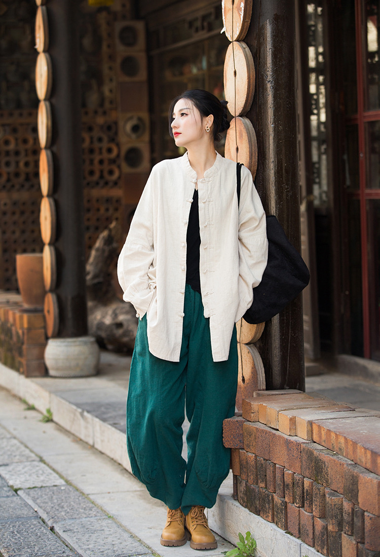 体型カバーに効く カーディガン 婦人用コート 綿麻の上着  旅行写真 トップス レディース シャツ ブラウス