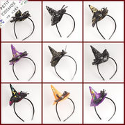9種☆ハロウィン 魔女帽カチューシャ 蜘蛛の巣 どくろ 仮装 コスプレ ヘアアクセサリー コスチューム