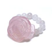 【リング】フラワーリング　ローズクォーツ (ビーズタイプ)