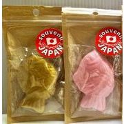 お土産スクイーズ　JAPANシール　ふわふわたい焼き ゴールド＆ピンク　インバウンド商品