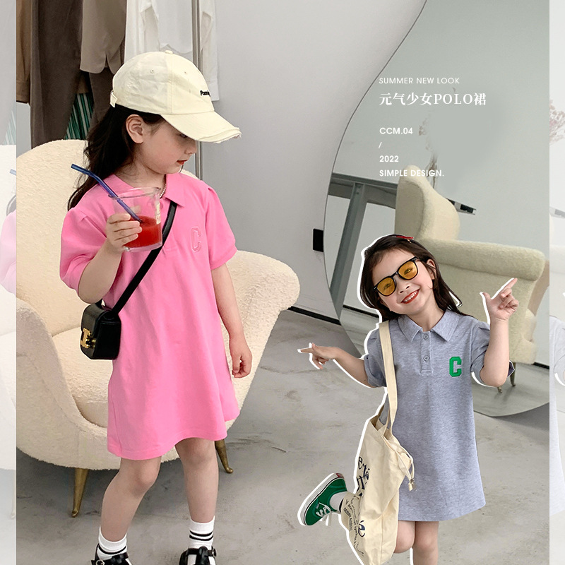 夏の新作 子供服 レター刺&#32353;ドレス 韓国風 野球のスカート 夏 レジャースポーツ ドレス
