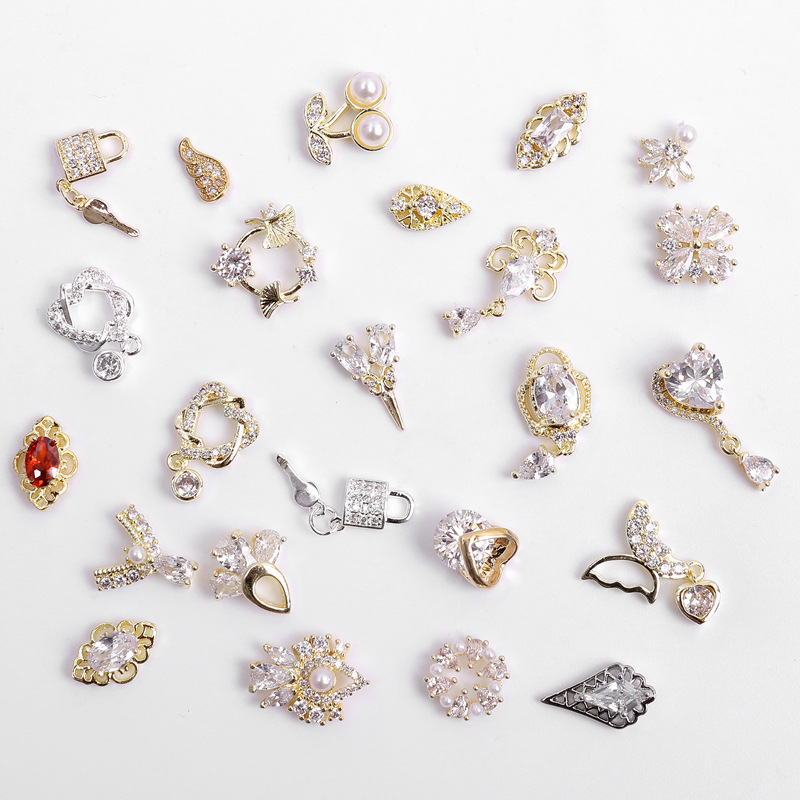 ネイル パーツ ジルコニア チャーム メタルパーツ 揺れる ハンドメイド