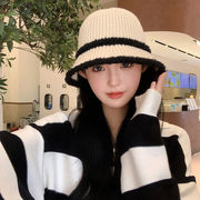 レディース帽子　バケットハット　バイカラー　韓国ファッション　秋冬　かわいい　全4色