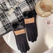 レディース手袋 　韓国ファッション　秋冬　スマホ対応　バイカラー　全4色
