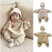 韓国子供服韓国版厚手の赤ちゃんとベルベットの連体服赤ちゃんのかわいいベアーのカジュアルな爬服