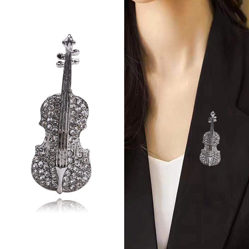 韓国風 ヴァイオリンブローチ コサージュ ショールバックル ファッション 楽器ブローチ