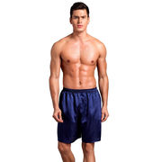 単色の光沢面の平角ズボン、カジュアルでゆるい、夏のビーチズボン、無地の薄い男性のパジャマ