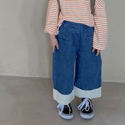 【2022春新作】韓国風子供服 ベビー服 　春秋　ワイドパンツ　デニム　可愛い　ロングパンツ　パンツ