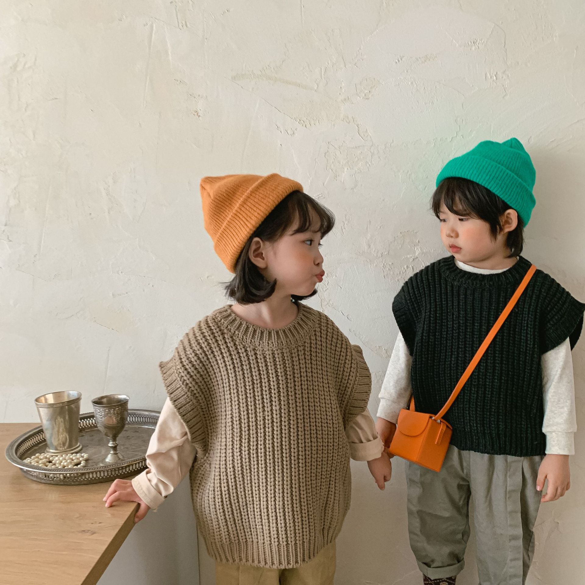 韓国風子供服 韓国ファッション 可愛い 秋服 男女用 ニットベスト