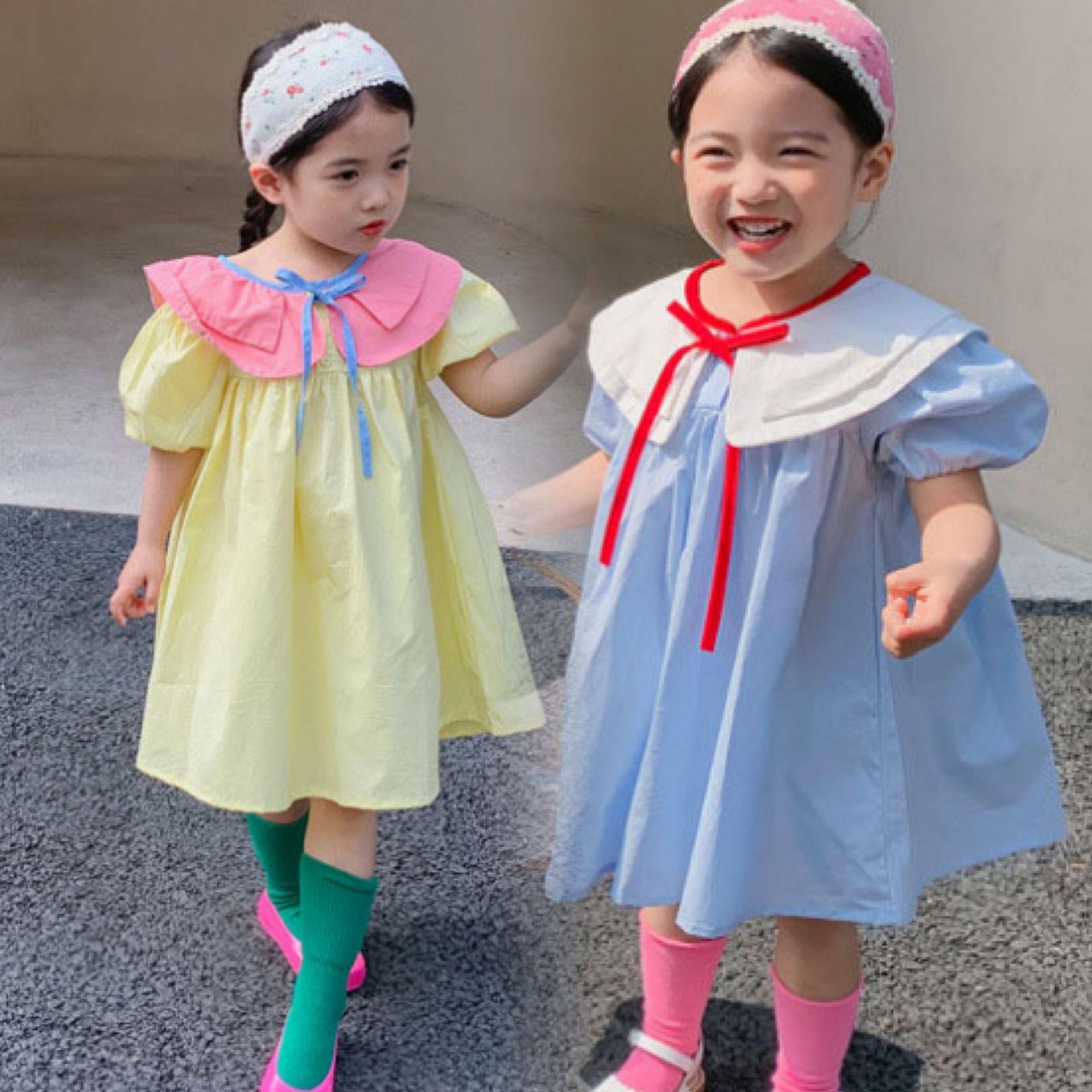 【2022夏服】韓国風子供服 ベビー服 　女の子　可愛い　半袖　ロングワンピース　