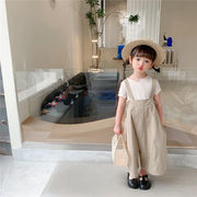 ズボン かわいいオーバーオール ソリッドカラーワイドレッグパンツ 男の子 女の子 韓国子供服