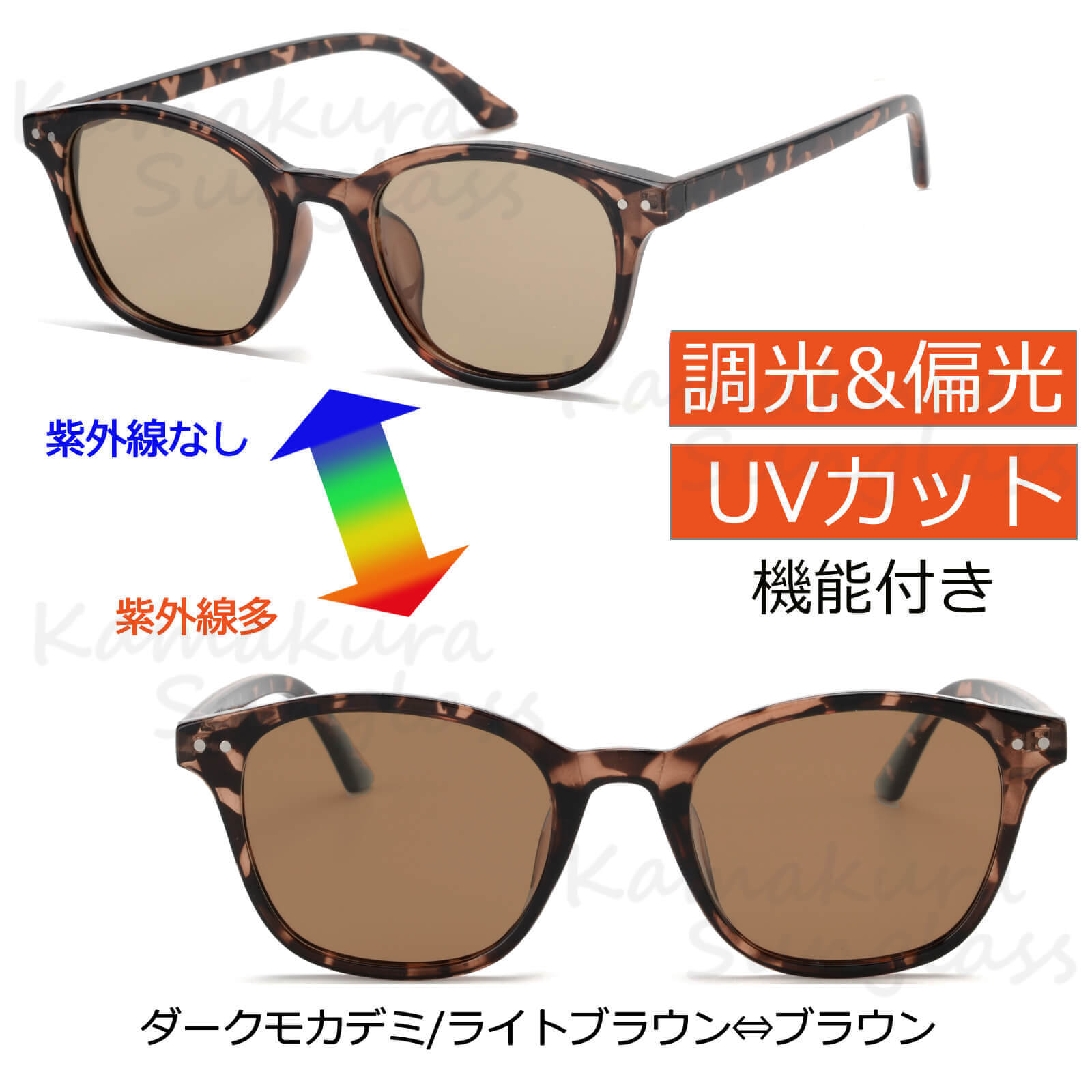 調光サングラス ウェリントンフレーム 偏光機能付き 色が変わるレンズ UV 紫外線 【TY2965】 Kamakura Sunglass | 卸売・  問屋・仕入れの専門サイト【NETSEA】