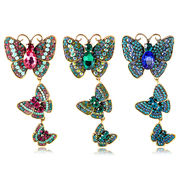 3色 3色 蝶のブローチ 高品質の合金 ダイヤモンド 三匹の蝶 コサージュ 蝶のアクセサリー