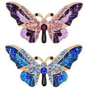 2色 ファッション 蝶のブローチ レディースコサージュ ピン 蝶のアクセサリー