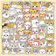 60枚入  漫画の猫 手帳ステッカー  かわいい ネコ ステッカー  DIY 手作り 防水 装飾用  シール