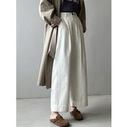 お時間限定SALE ハイウエスト ワイドパンツ カジュアルパンツ コットン ロングパンツ ストレート