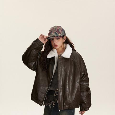 u23045 レディース レザージャケット リンクコーデ 長袖 カジュアル 