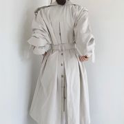 アウター コート トレンチコート 秋物新作 ダブル ミドルレングス 韓国ファッション レディース