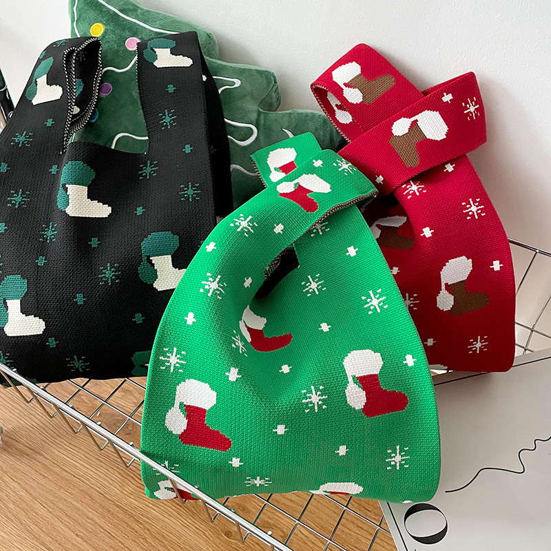 ハンドバッグ　ニットバッグ　デザイン　韓国ファッション　レディース　かわいい　クリスマス