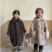 秋冬新作   韓国風子供服    裹起毛  トップス   コート  長袖  ファッション  もふもふ  2色