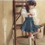 秋新作   韓国風子供服  つりスカート  スカート  デニム   女の子  可愛い  2色