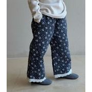 ★Girls★　子供ロングパンツ　80~140cm　レースポイント花柄パンツ　韓国キッズファッション