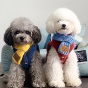 【2023秋冬新作】 ペット用品 マフラー ケーブル編みニット 小型犬 可愛い 韓国風 防寒対策