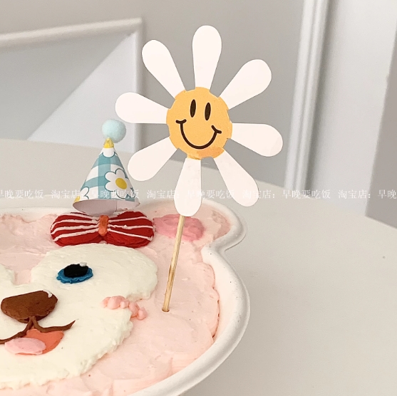 INS デザート旗立て  置物 ケーキ飾り  札をさします  ガーベラ  撮影道具  誕生日札 誕生日ケーキ