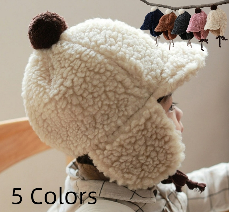 秋冬新作 韓国風  子供用  キャップ  帽子  ハット  もふもふ  男女兼用  ベビー用  5色