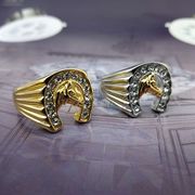 合金 馬の指輪 メンズ リング  馬のアクセサリー  ヒップホップの指輪   ダイアモンドの指輪