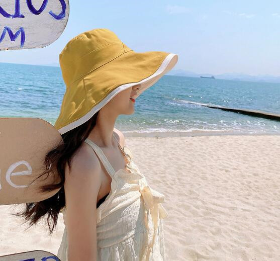 夏ファッション  キャップ 小顔効果 紫外線カット  バケットハット 帽子  つば広ハット リバーシブル 2way