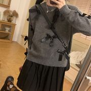 リボンニットセーター　デザイン　レディース　韓国ファッション　かわいい