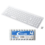 エレコム ワイヤレスコンパクトキーボード パンタグラフ式 薄型 ホワイト + アルカリ乾電