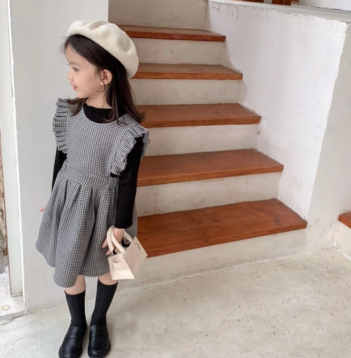 新作 韓国風子供服   ベビー服  ワンピース  チェック柄  ベスト  袖なし  可愛い