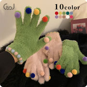 ★全10色★　レディースグローブ　5本指　スマホタッチOK　手袋　韓国ファッション