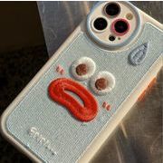 携帯ケース スマホケース スマホカバー iPhone 刺繍 表情 かわいい 個性 トレンド 人気
