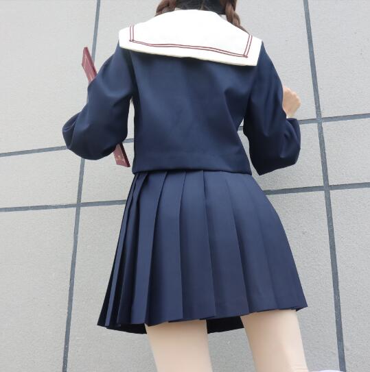 中学 制服　セーラー服　制服　セーラー服上下セット　セーラー服本物　制服本物 m44/中学校・高校□冬セーラー服上下セット 青1本線/og0536