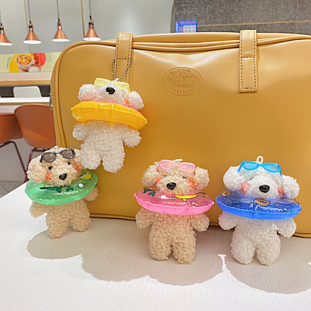 6色 ぬいぐるみ 犬のキーホルダー 浮き輪サングラス 水泳の犬 韓国流行