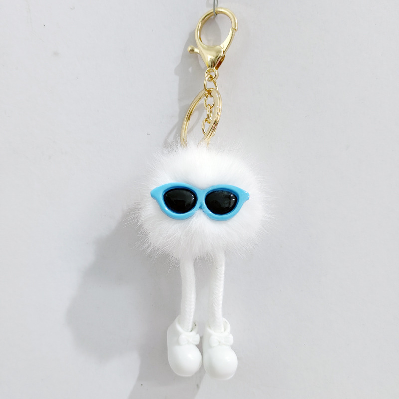 6色 サングラス 長い脚 ポンポンキーホルダー かわいいぬいぐるみ