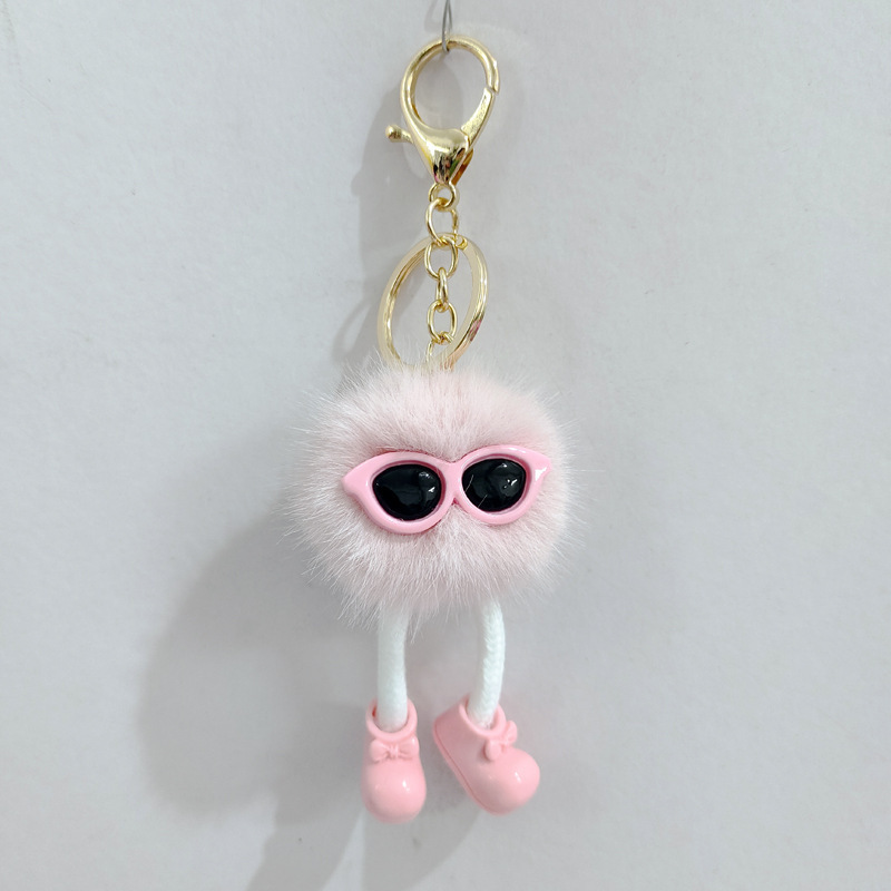 6色 サングラス 長い脚 ポンポンキーホルダー かわいいぬいぐるみ