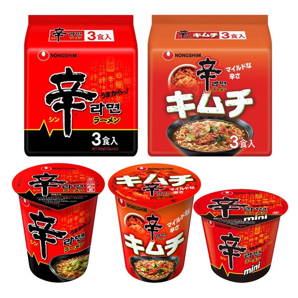 韓国　農心ジャパン 辛ラーメン カップ＆袋麺 5種12食アソートセット バラエティセット　9920231210-1